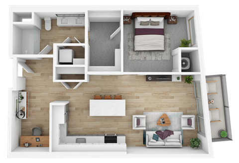 Floor plan for 1 bed, 1 bath, 792 sqft